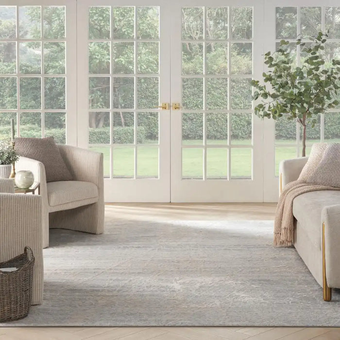 Nourison exhale exl02 ivory grey Ivory Living Room  Rug.