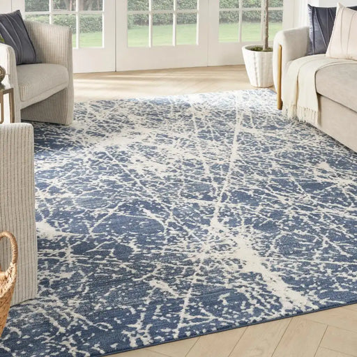 Nourison exhale exl02 navy ivory Navy Living Room  Rug.