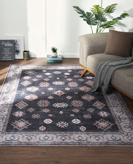Likewise Matting persian classic farah Black, Multicoloured Living Room Moroccan Rug.