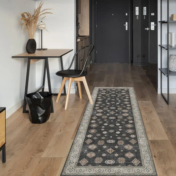 Likewise Matting persian classic farah Black, Multicoloured Living Room Moroccan Rug.