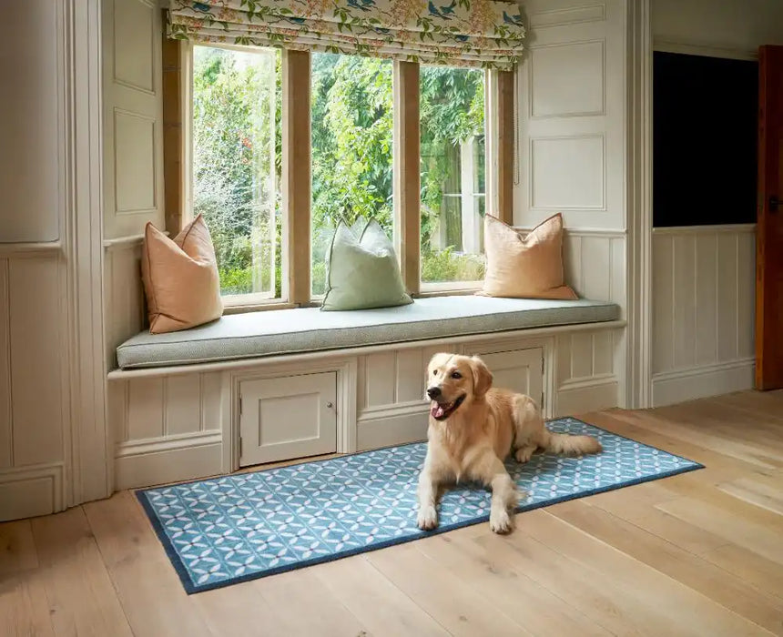 Turtle Mat turtle designs 5 flowerfields blue Blue Kitchen  Doormat Rug.