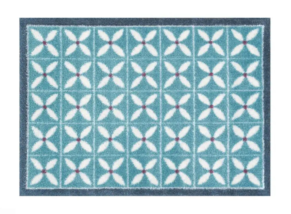 Turtle Mat turtle designs 5 flowerfields blue Blue Kitchen  Doormat Rug.