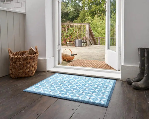 Turtle Mat turtle designs 5 flowerfields blue Blue Kitchen  Doormat Rug.