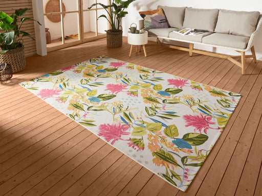 Hanse Home flair flowers and leaves Multicoloured, Cream Living Room Floral Rug.
