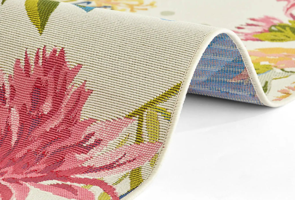 Hanse Home flair flowers and leaves Multicoloured, Cream Living Room Floral Rug.