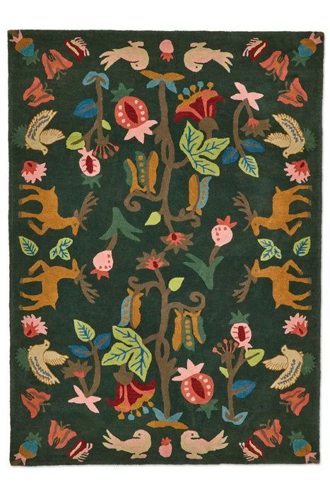 Sanderson sanderson forest of dean forest green 146907 Green Living Room Wool Rug.