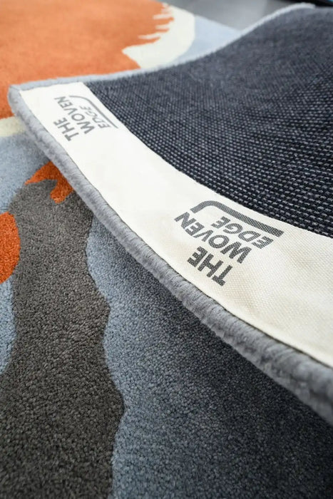 Woven Edge natural world fox Blue, Grey, Multicoloured, Orange Living Room Wool Rug.
