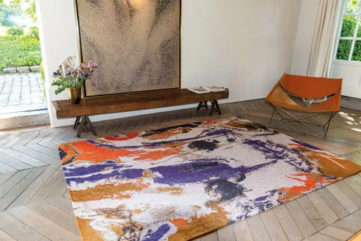 Louis de Poortere fresque fresque purple game Purple, Multicoloured Living Room  Rug.