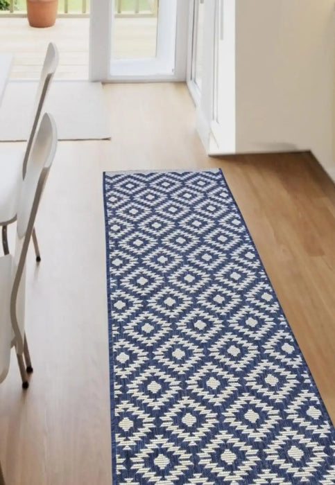 Homemaker county indoor outdoor geneva navy Blue, Navy Outdoor  Geometric Rug.