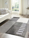 Likewise Matting toyko geo blocks grey Grey Living Room Geometric Rug.