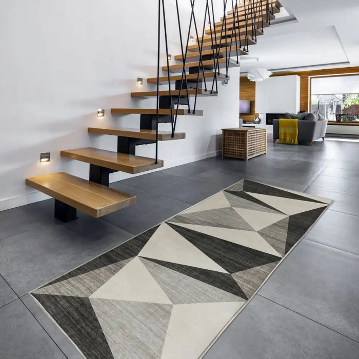 Likewise Matting toyko geo grey Grey Living Room Geometric Rug.