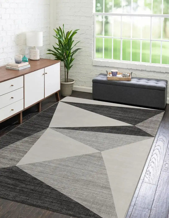 Likewise Matting toyko geo grey Grey Living Room Geometric Rug.