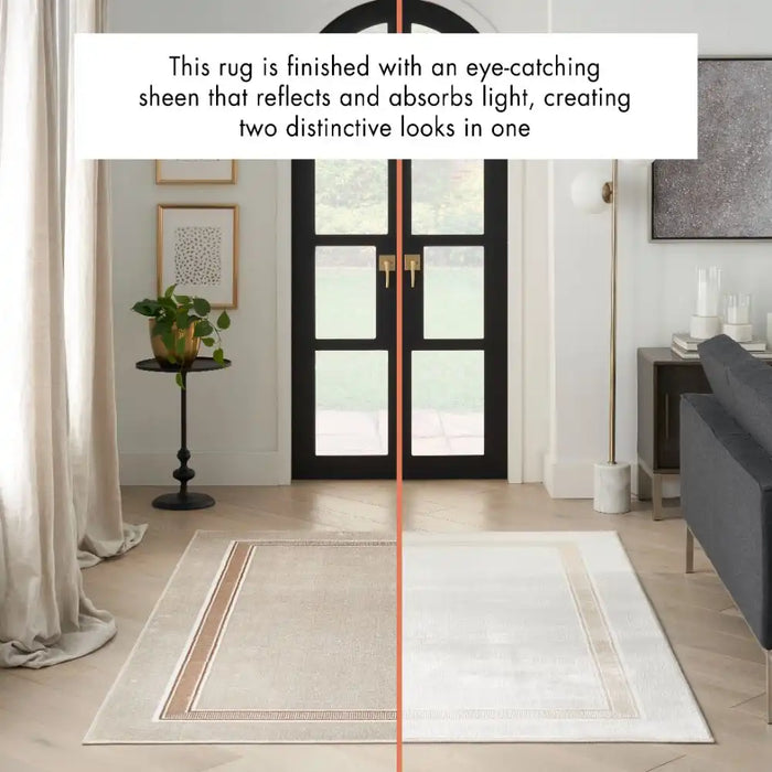 Nourison glitz glz08 ivory cream Ivory, Cream Living Room Geometric Rug.