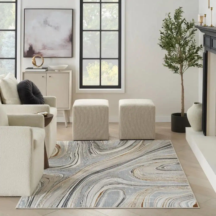 Nourison glitz glz21 grey gold Grey, Yellow Living Room Geometric Rug.