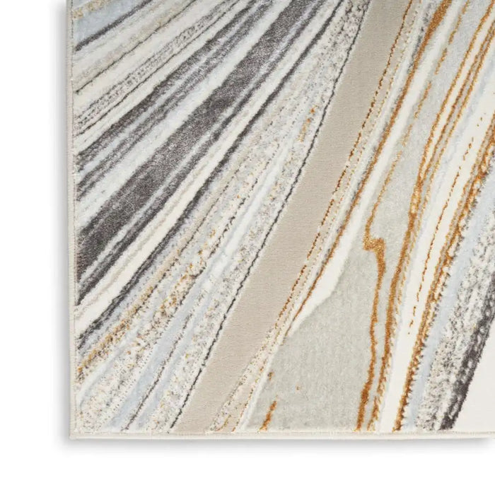 Nourison glitz glz21 grey gold Grey, Yellow Living Room Geometric Rug.