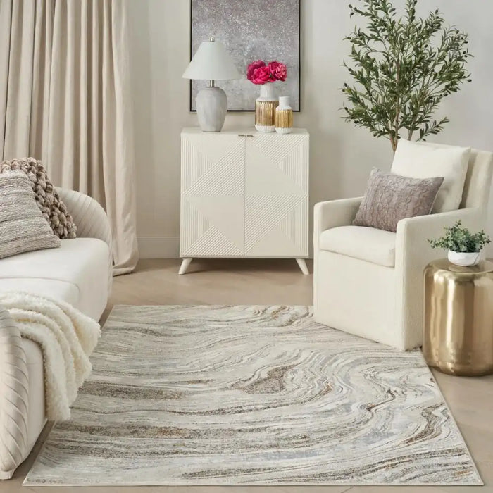Nourison glitz glz22 grey gold Grey, Yellow Living Room Geometric Rug.