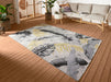 Hanse Home flair gold leaves Grey, Yellow Living Room Floral Rug.