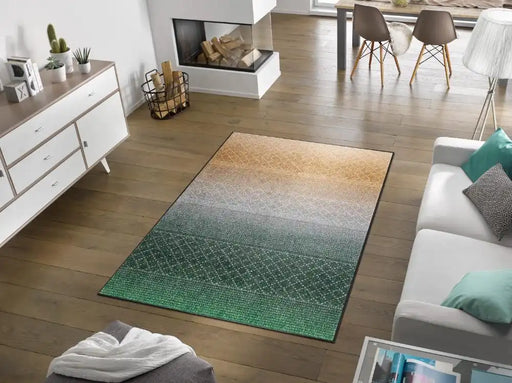 Wash + Dry design green desert Multicoloured Living Room Washable Rug.