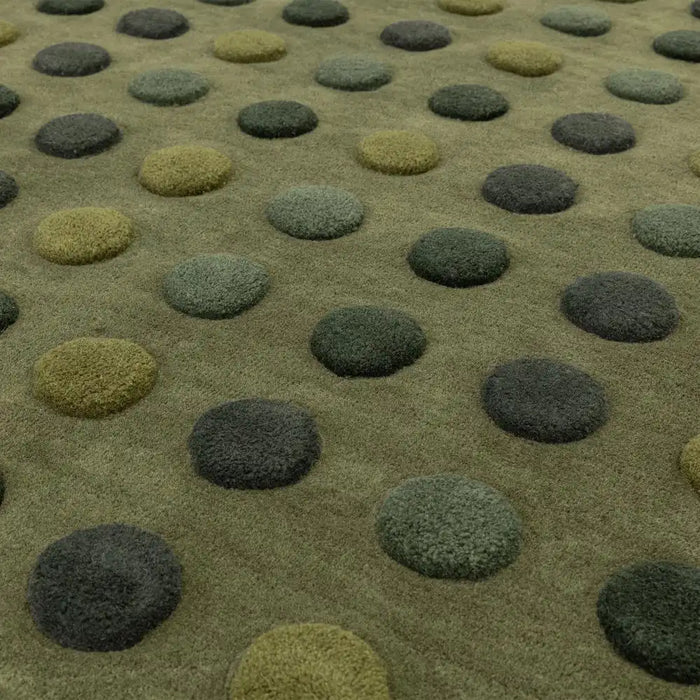 Asiatic dotty green Green Living Room Wool Rug.