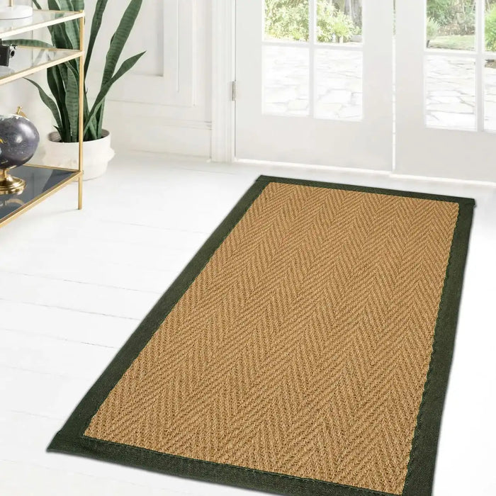 Coir Round Rug Herringbone Coir Green Rugs - Buy Green Rugs Online from Rugs Direct ...