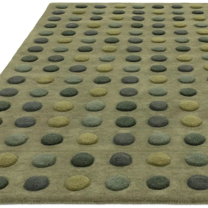 Asiatic dotty green Green Living Room Wool Rug.