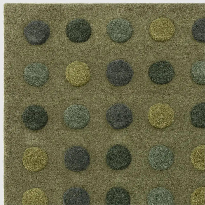 Asiatic dotty green Green Living Room Wool Rug.