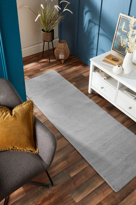 Origins washable faux fur grey faux Grey Living Room Shaggy Rug.