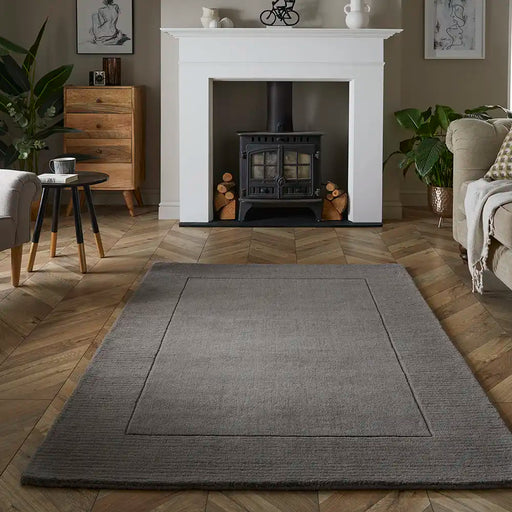 Esselle mayfair esme grey Grey Living Room Wool Rug.