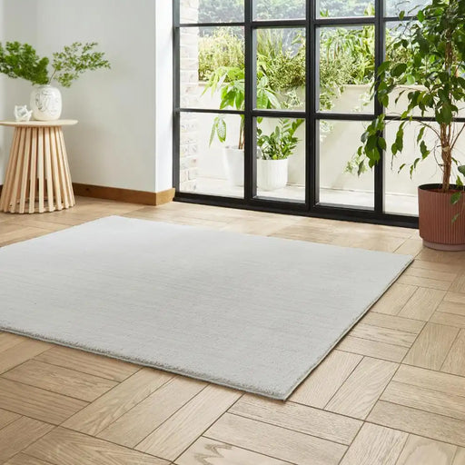 Think Rugs bay washable grey Grey Living Room Shaggy Rug.