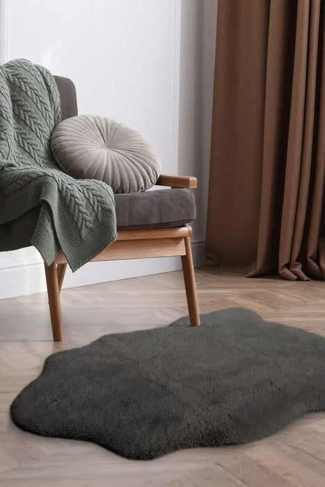 Homemaker luxury faux fur grey Grey Living Room Shaggy Rug.