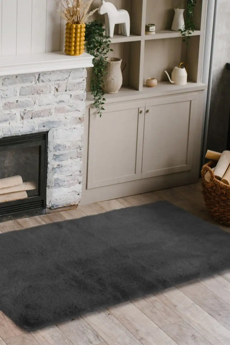 Homemaker luxury faux fur grey Grey Living Room Shaggy Rug.