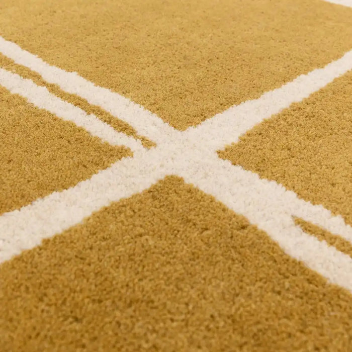 Asiatic albany asiatic grid gold Yellow Living Room Geometric Rug.