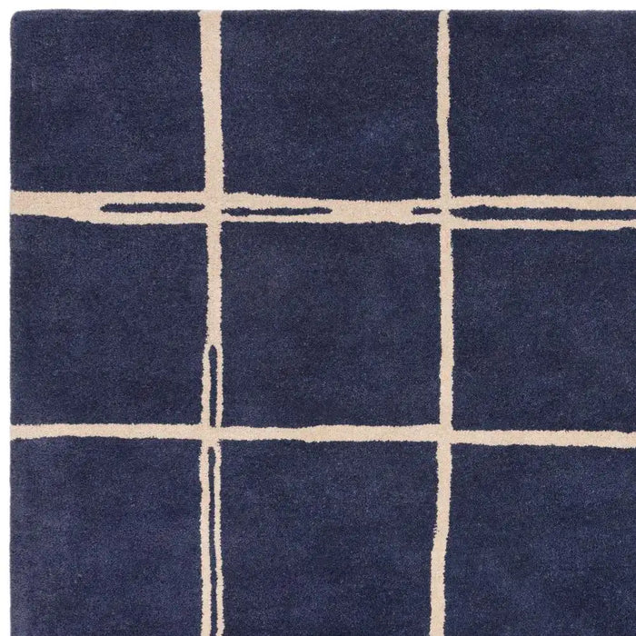 Asiatic albany asiatic grid marine Blue, Navy Living Room Geometric Rug.