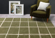 Asiatic albany asiatic grid olive Green Living Room Geometric Rug.