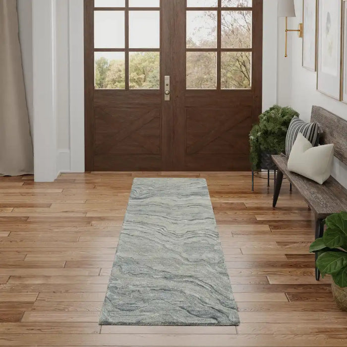 Nourison graceful gru01 blue Blue Living Room Wool Rug.