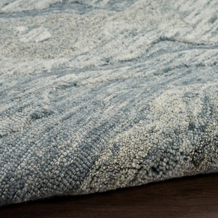 Nourison graceful gru01 blue Blue Living Room Wool Rug.