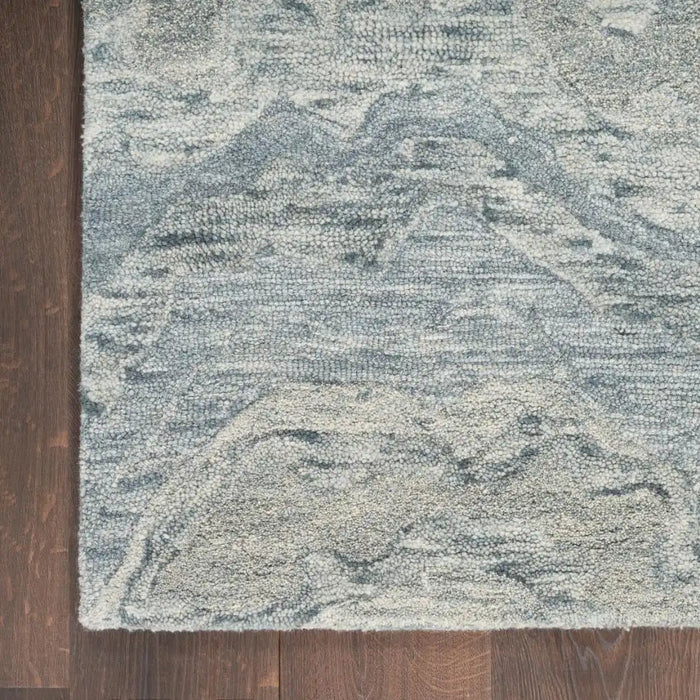 Nourison graceful gru01 blue Blue Living Room Wool Rug.
