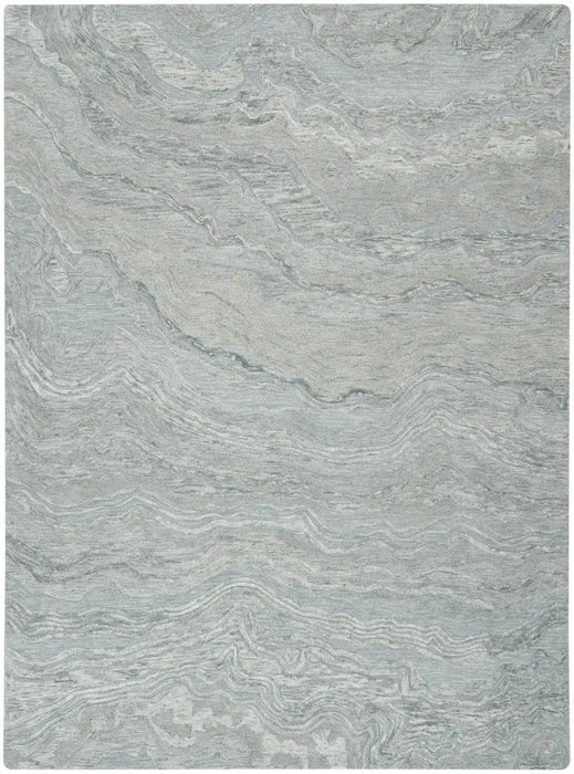 Nourison graceful gru01 blue Blue Living Room Wool Rug.