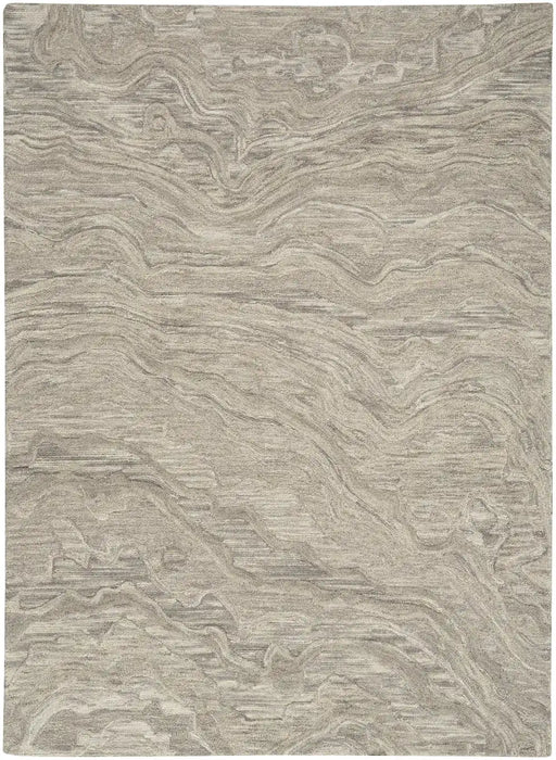 Nourison graceful gru01 grey Grey Living Room Wool Rug.