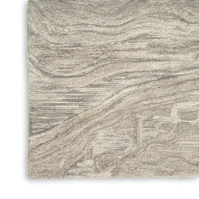 Nourison graceful gru01 grey Grey Living Room Wool Rug.
