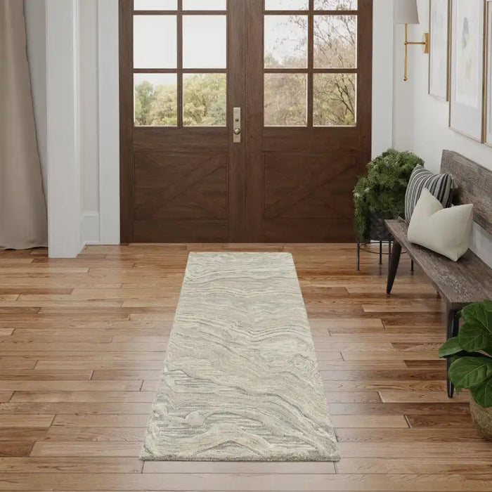 Nourison graceful gru01 grey Grey Living Room Wool Rug.