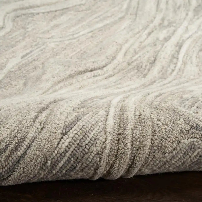 Nourison graceful gru01 grey Grey Living Room Wool Rug.