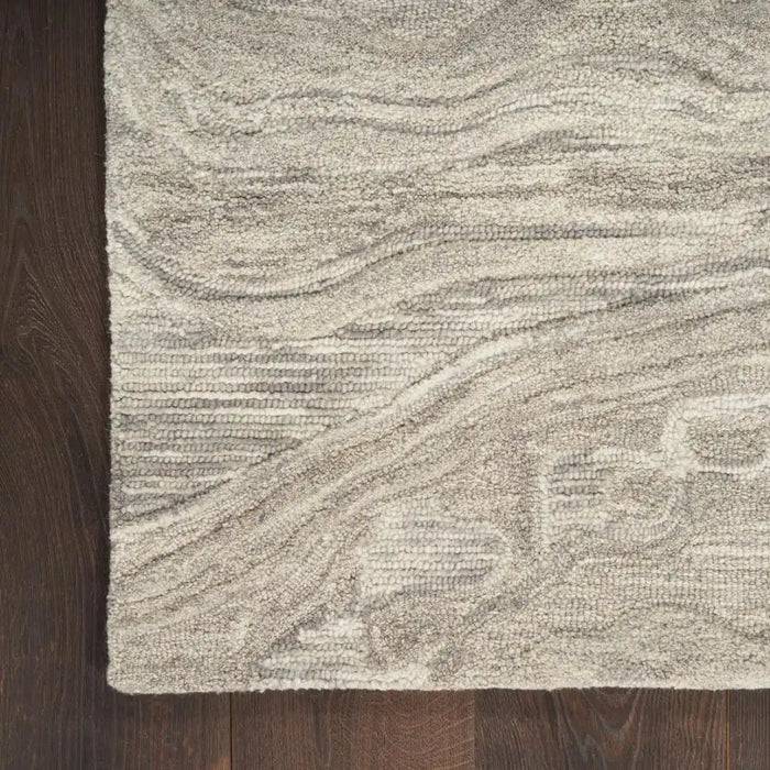 Nourison graceful gru01 grey Grey Living Room Wool Rug.