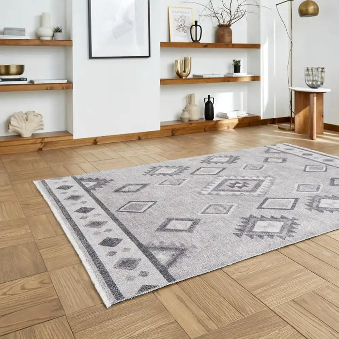 Think Rugs whisper think washable h1066 grey Grey Living Room Washable Rug.