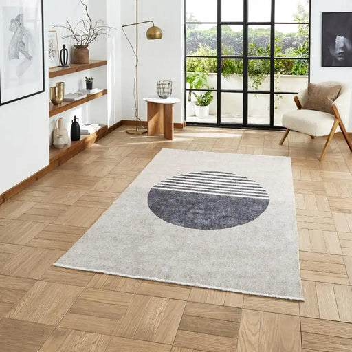 Think Rugs whisper think washable h1067 beige green Green, Beige Living Room Washable Rug.
