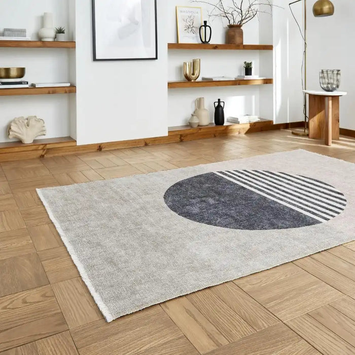 Think Rugs whisper think washable h1067 beige green Green, Beige Living Room Washable Rug.