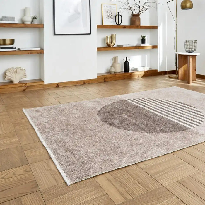 Think Rugs whisper think washable h1067 beige Beige Living Room Washable Rug.