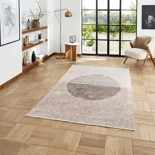 Think Rugs whisper think washable h1067 beige Beige Living Room Washable Rug.