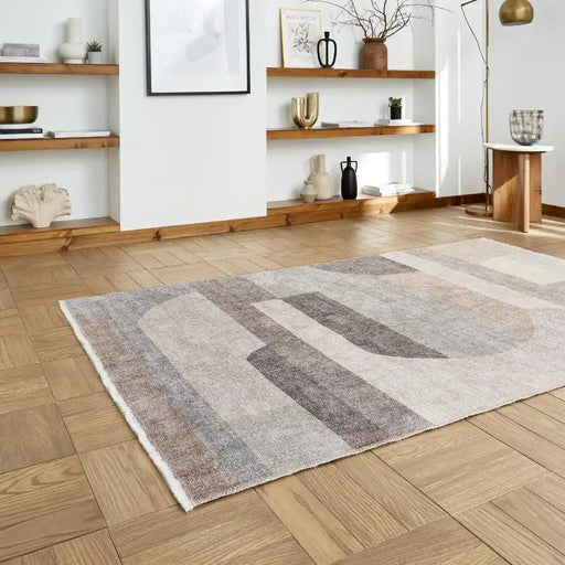 Think Rugs whisper think washable h1068 beige Beige Living Room Washable Rug.