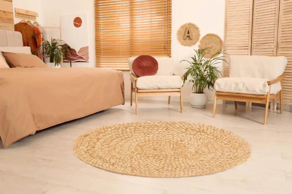 Esselle altrincham reverseable heaton circle woven jute Beige Living Room Natural Fibre Rug.